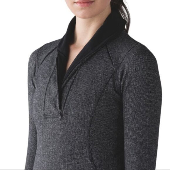 Lululemon Think Fast Pullover Size 4 Heathered Herringbone - Picture 2 of 12